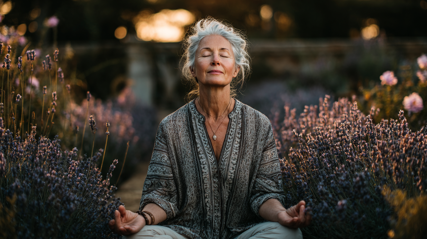 Старші люди практикують йогу в парку